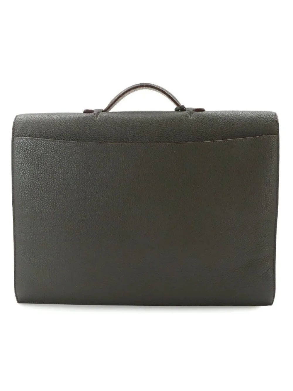 Hermes Sac a Depeche 41 Briefcase Business Togo Vert Grease Etoupe